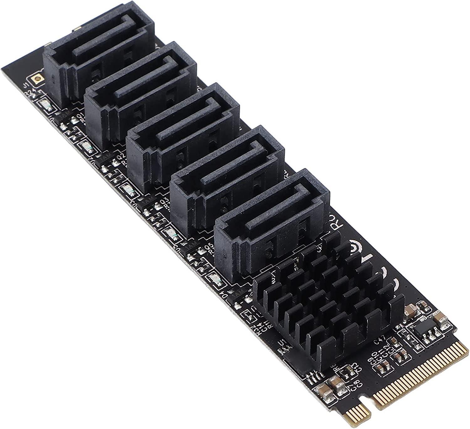 Alfais 4496 M.2 Nvme Pci-e X4 X8 X16 To Sata 3 5 Port Adaptor