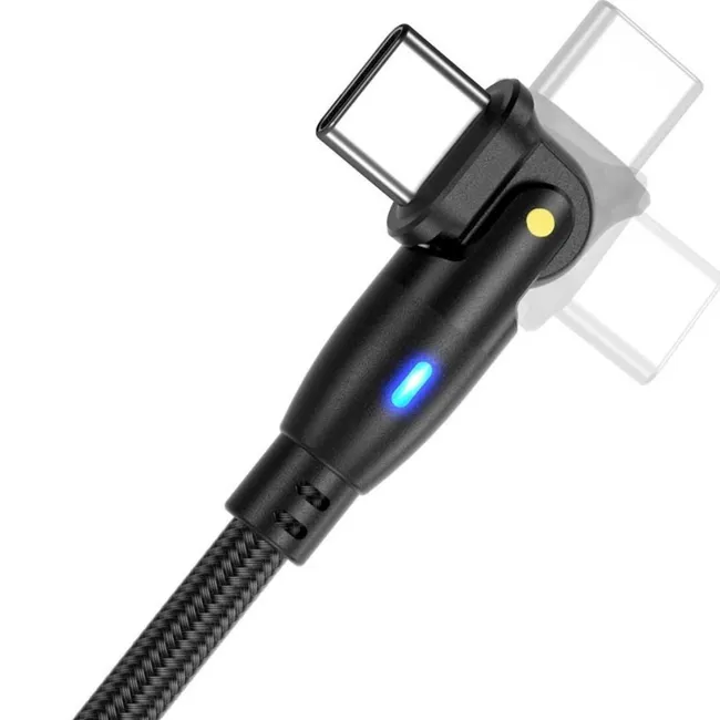 Alfais 6012 Type C To Hızlı Şarj Data Kablosu Çevirici Dönüştürücü Adaptör 180° Döner 100W 1M