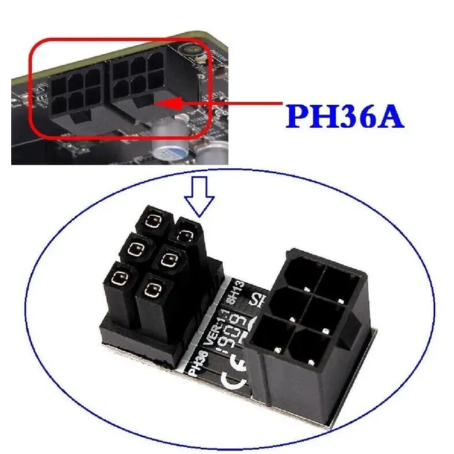Alfais 4974 Atx 6 Pin To 180 Derece Dişi Erkek Ekran Kartı Güç Çevirici Dönüştürücü Adaptör