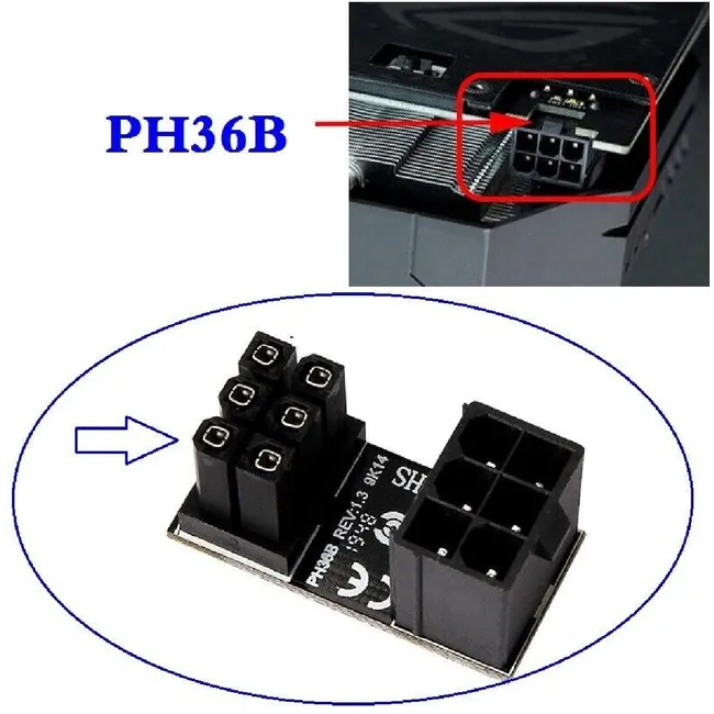 Alfais 4974 Atx 6 Pin To 180 Derece Dişi Erkek Ekran Kartı Güç Çevirici Dönüştürücü Adaptör