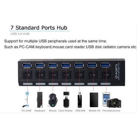 Alfais 5258 7 Port Usb 3.0 2.0 Hub Anahtarlı Çoklayıcı Çoğaltıcı Switch