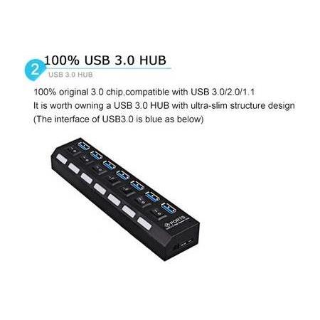 Alfais 5258 7 Port Usb 3.0 2.0 Hub Anahtarlı Çoklayıcı Çoğaltıcı Switch