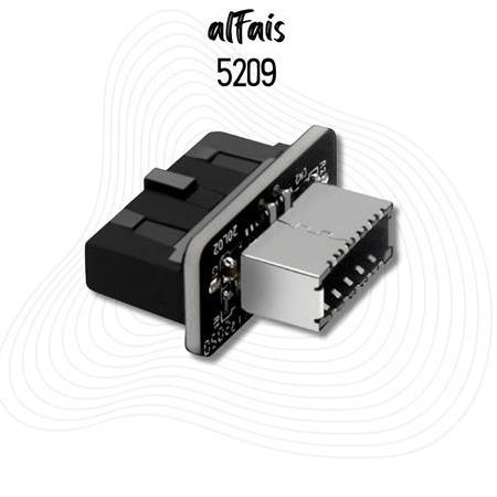 Alfais 5209 Type-E To USB 3.0 19 PIN Anakart Dişi Erkek Çevirici Dönüştürücü Adaptör