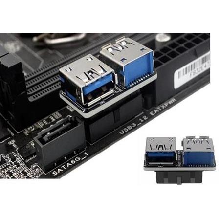 Alfais 5047 Kasa İçi Usb 3.0 19 20 Pin Dişi To 2X Anakart Çoklayıcı Adaptör
