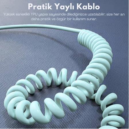 Alfais 6008 USB Type-C Lightning 4'ü 1 Arada 65W PD Hızlı Şarj Data Kablosu 1.5m Spiral Çevirici