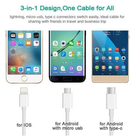 Alfais 5103 Usb To Micro Usb Type C Lightning Çevirici Dönüştürücü Data Şarj Kablosu