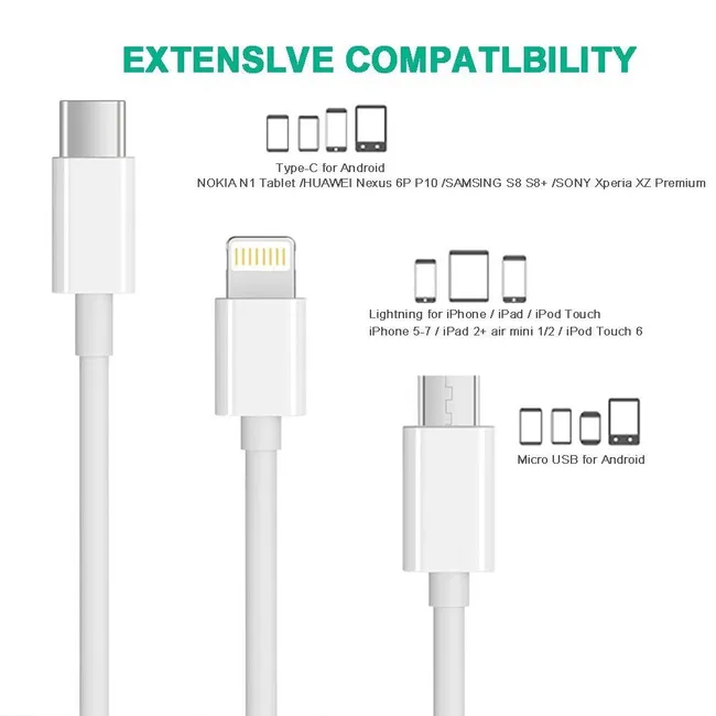Alfais 5103 Usb To Micro Usb Type C Lightning Çevirici Dönüştürücü Data Şarj Kablosu