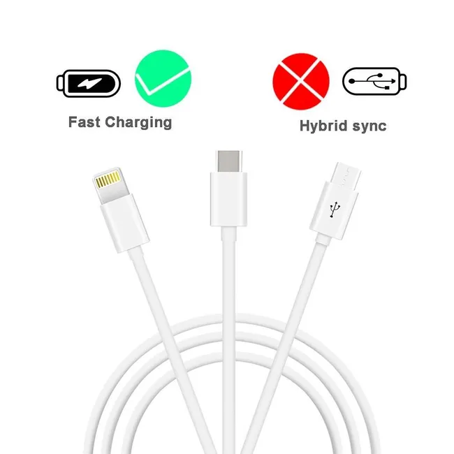 Alfais 5103 Usb To Micro Usb Type C Lightning Çevirici Dönüştürücü Data Şarj Kablosu