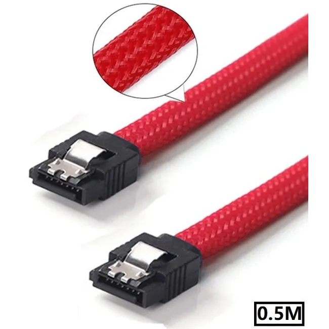Alfais 4738 Naylon Örgü Hasır Kaplama Sata3 7 Pin 6Gbs Ssd Hdd Data Veri Kablosu