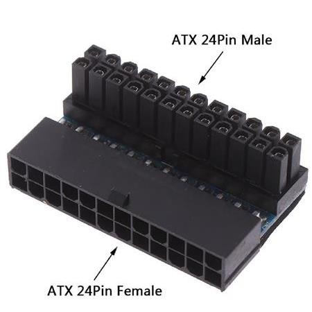 Alfais 4982 ATX 24 Pin to Erkek Dişi Anakartlar için 90 Derece Açı Dönüştürücü Adaptör