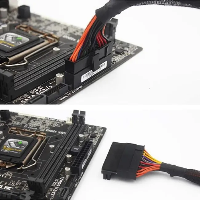 Alfais 4982 ATX 24 Pin to Erkek Dişi Anakartlar için 90 Derece Açı Dönüştürücü Adaptör