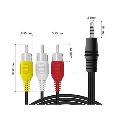 Alfais 4824 3.5 mm Stereo To 3 Rca Dişi Tos Çevirici Dönüştürücü Ses Kablosu