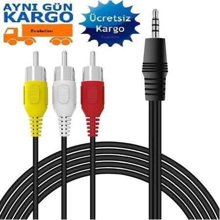 Alfais 4824 3.5 mm Stereo To 3 Rca Dişi Tos Çevirici Dönüştürücü Ses Kablosu