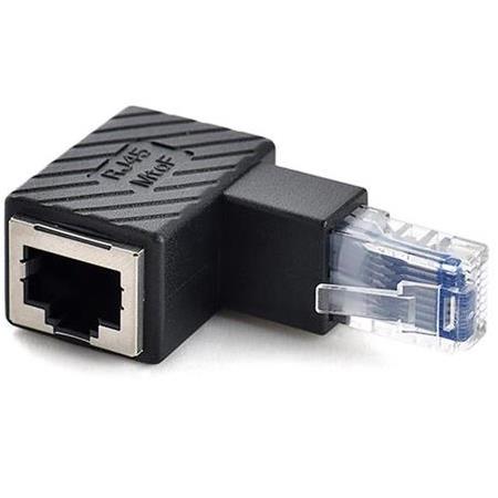 Alfais 5237 Rj45 Dişi Erkek 90 Derece Cat İnternet Ethernet Kablo Uç Çevirici Adaptör