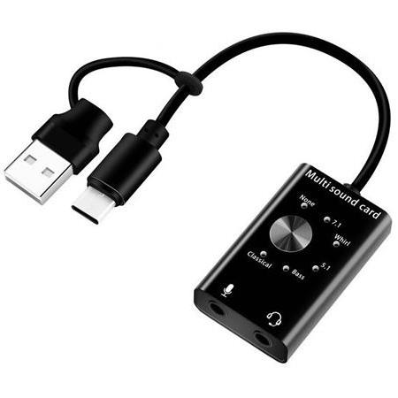 Alfais 5259 7.1 Multi Çoklu Fonksiyonlu 3.5mm Kulaklık Mikrofon Type C Usb Ses Kartı