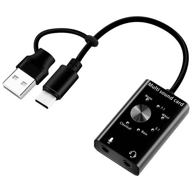 Alfais 5259 7.1 Multi Çoklu Fonksiyonlu 3.5mm Kulaklık Mikrofon Type C Usb Ses Kartı