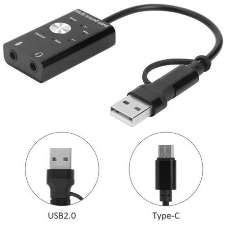 Alfais 5259 7.1 Multi Çoklu Fonksiyonlu 3.5mm Kulaklık Mikrofon Type C Usb Ses Kartı