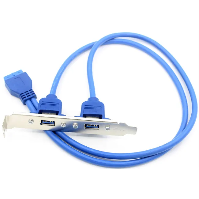 Alfais 4992 19 Pin USB 3.0 Arka Pci Panel Genişleme Braketi 2 Port Çoklayıcı Kablosu