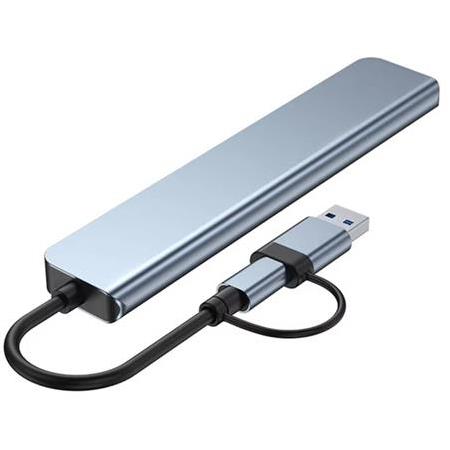 Alfais 6010 8 in 2  USB-C & USB 3.0 Hub Çoklayıcı  USB, Type-C, SD/TF ve Aux Çevirici