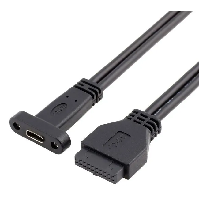 Alfais 4329 Type C 19-20 Pin Dişi to Usb 3.0 Anakart Panel Pci Çevirici Kablosu