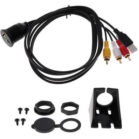 Alfais 4825 Usb 2Rca 3.5mm Aux Araç İçi Kontrol Paneli Uzatma Ek Kablosu