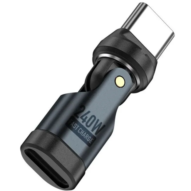 Alfais 6009 USB Type-C OTG Çevirici Adaptör 540° Döner PD240W 5A  Şarj Veri Dönüştürücü