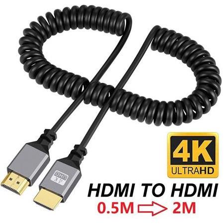 Alfais 4414 Hdmi Spiral Yaylı Uzayabilen FullHd 4k 60Hz Uhd Kablo (0.5-2 Metre)
