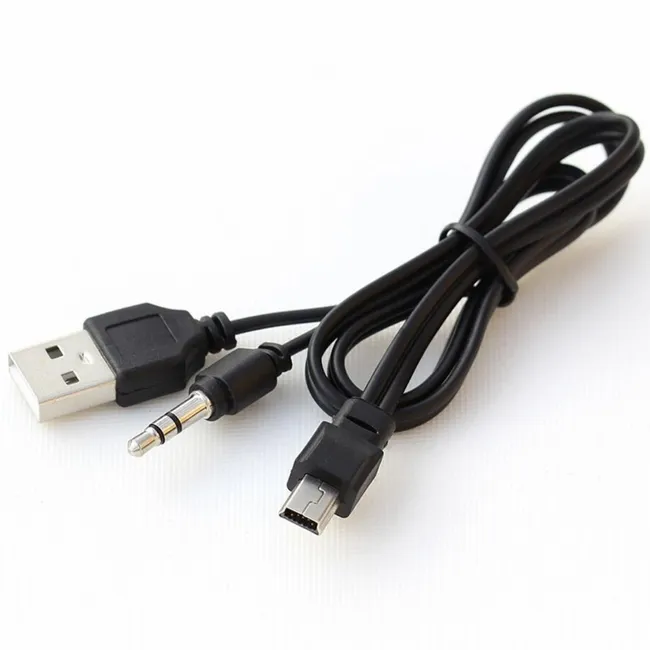 Alfais 5127 Mini USB Şarj ve 3.5mm Aux Ses Birleştirici Kablo Mp3 Mp4 Radyo Hoparlör 45cm