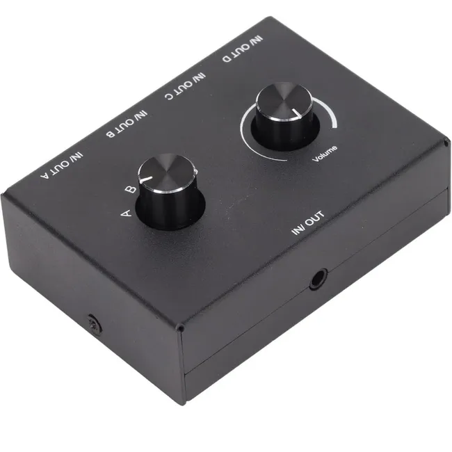 Alfais 6078 Ses Kulaklık Hoparlör 4 Port Aux Switch Çoklayıcı Çevirici 3.5mm Stereo Audio Seçici