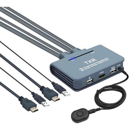 Alfais 4732 Hdmi Kvm Switch 2 Port Usb 2 PC Tek Kasa Klavye Mouse Kontrol Çoklayıcı