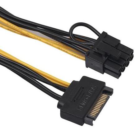 Alfais 5062 Sata To 6+2 Pin 8 Pin Ekran Kartı Power Çevirici Kablo Bakır 20Cm