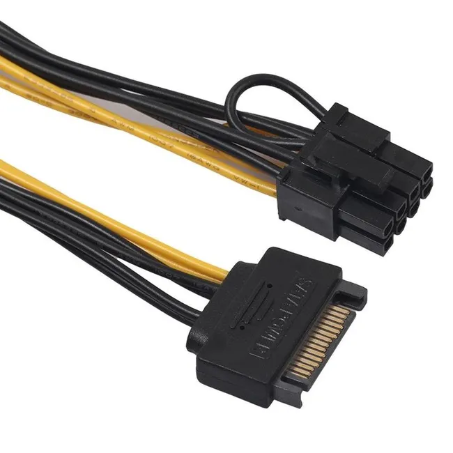 Alfais 5062 Sata To 6+2 Pin 8 Pin Ekran Kartı Power Çevirici Kablo Bakır 20Cm
