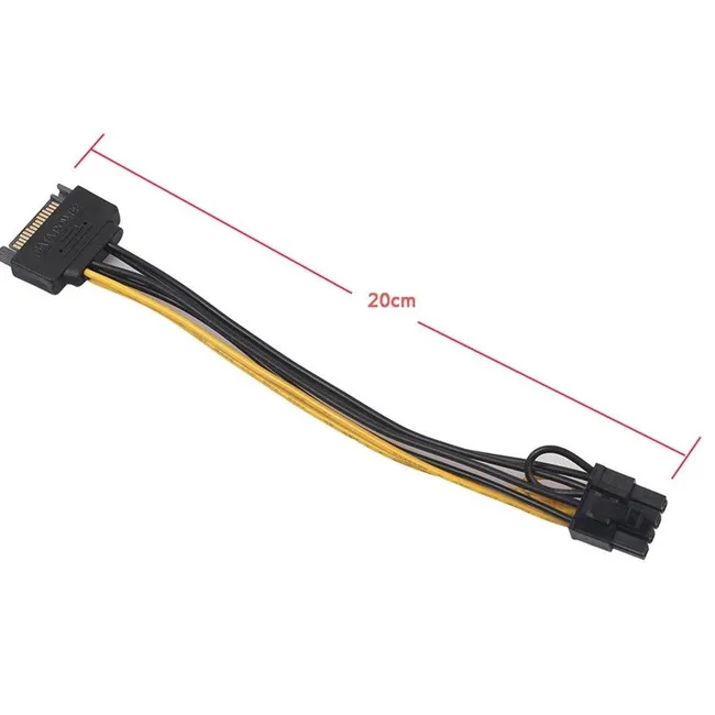 Alfais 5062 Sata To 6+2 Pin 8 Pin Ekran Kartı Power Çevirici Kablo Bakır 20Cm