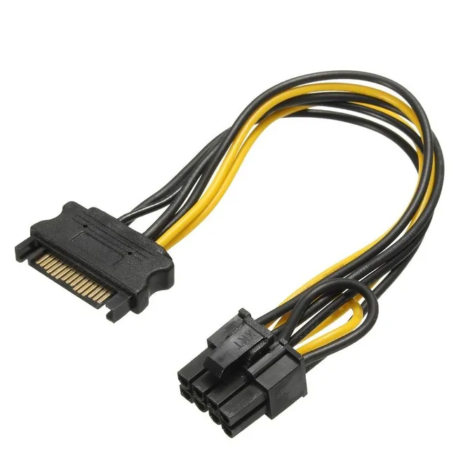 Alfais 5062 Sata To 6+2 Pin 8 Pin Ekran Kartı Power Çevirici Kablo Bakır 20Cm