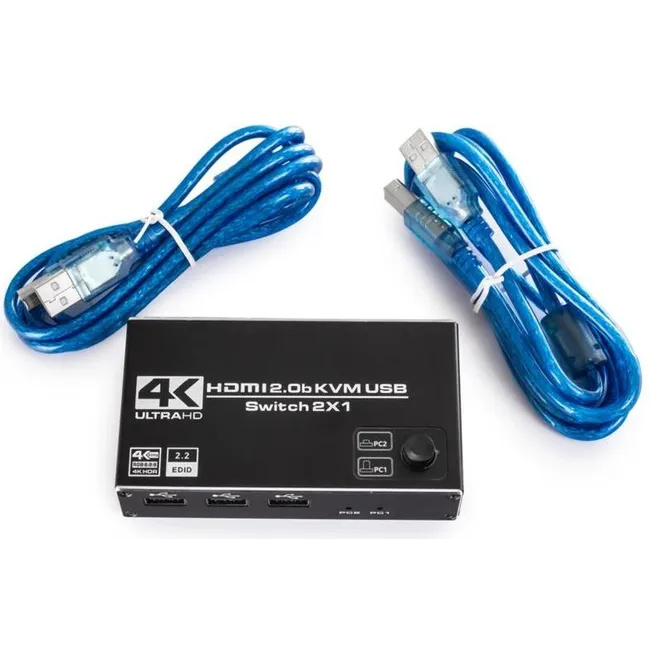 Alfais 4546 Hdmi Kvm Switch 2 Port Usb 2 PC Tek Kasa Klavye Mouse Kontrol Çoklayıcı