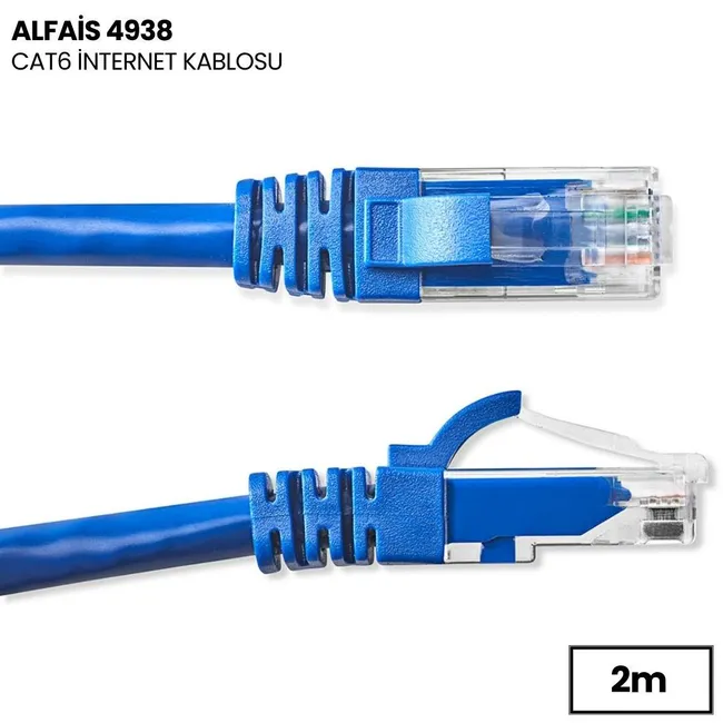 Alfais 4938 Cat6 İnternet Ethernet Rj45 Lan Kablosu 2 Metre