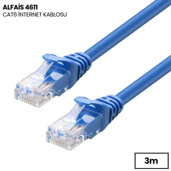 Alfais 4611 Cat6 İnternet Ethernet Rj45 Lan Kablosu 3 Metre
