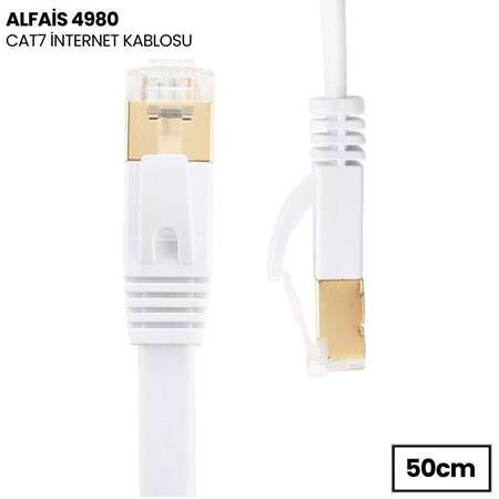 Alfais 4980 Cat7 Ethernet Rj45 Modem Internet Kablosu 0.5 Metre 10gbps 600mhz