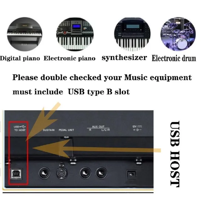 Alfais 5133 Type C + Micro Usb Yazıcı Printer Piyano Midi Bağlantı Kablosu