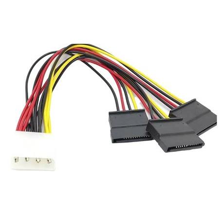 Alfais 4985 Kasa içi 3 Port ide Molex Sata Power Hdd 4 Pin Güç Kablosu