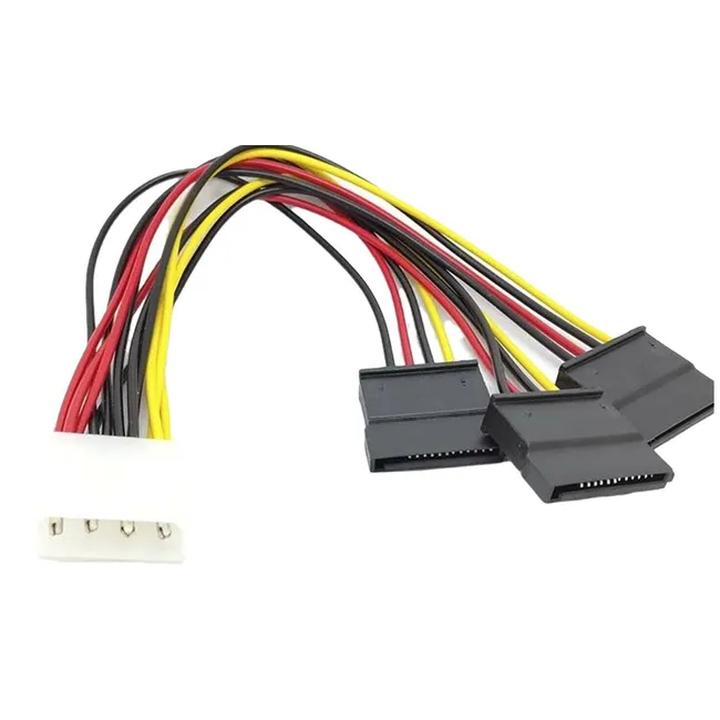 Alfais 4985 Kasa içi 3 Port ide Molex Sata Power Hdd 4 Pin Güç Kablosu