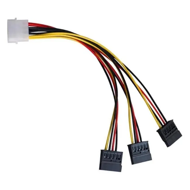 Alfais 4985 Kasa içi 3 Port ide Molex Sata Power Hdd 4 Pin Güç Kablosu