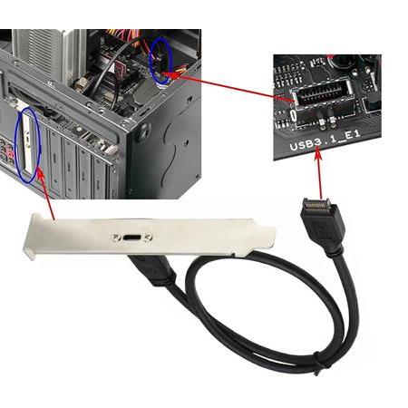 Alfais 4661 USB type e to type c TYPE-E to TYPE-C 20 pin çevirici kablo