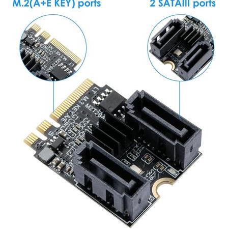 Alfais 4724 M.2 Key A+E to SATA3.0 Expansion WiFi Port Çevirici Çoklayıcı Adaptör