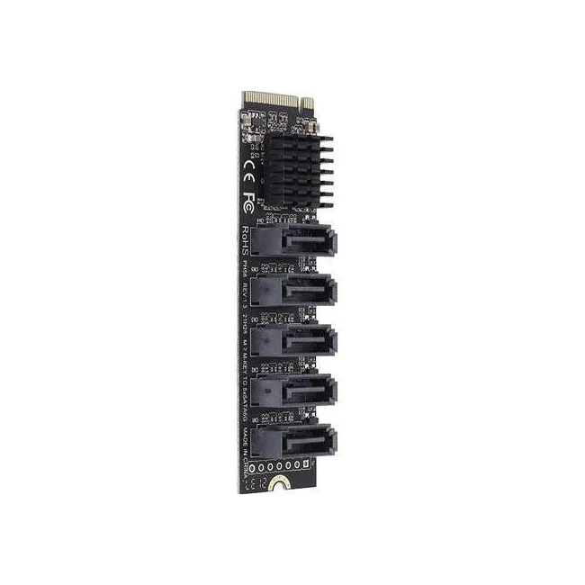 Alfais 4496 M.2 Nvme Pci-e X4 X8 X16 To Sata 3 5 Port Adaptor Riser Çoklayıcı Kart