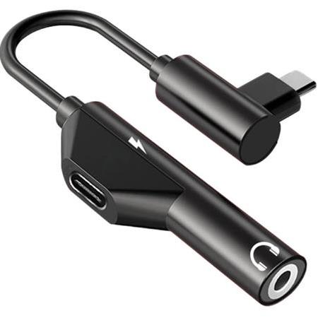 Alfais 6029 Usb Type C To 3.5mm Çevirici Dönüştürücü  Adaptör Kulaklık Aux Ses Ve Şarj 2'si 1 Arada
