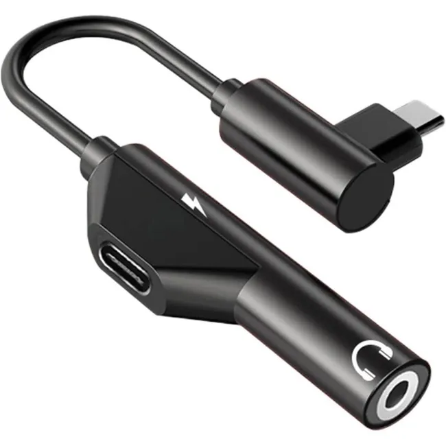 Alfais 6029 Usb Type C To 3.5mm Çevirici Dönüştürücü  Adaptör Kulaklık Aux Ses Ve Şarj 2'si 1 Arada