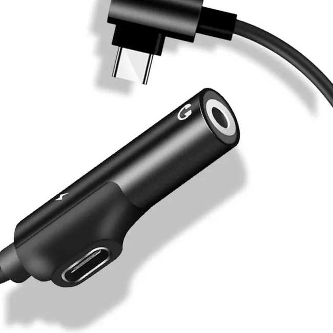 Alfais 6029 Usb Type C To 3.5mm Çevirici Dönüştürücü  Adaptör Kulaklık Aux Ses Ve Şarj 2'si 1 Arada