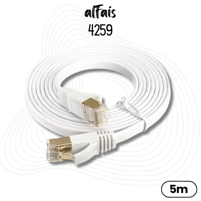 Alfais 4259 Cat7 Ethernet RJ45 Modem İnternet Kablosu 5 Metre 10Gbps 600Mhz