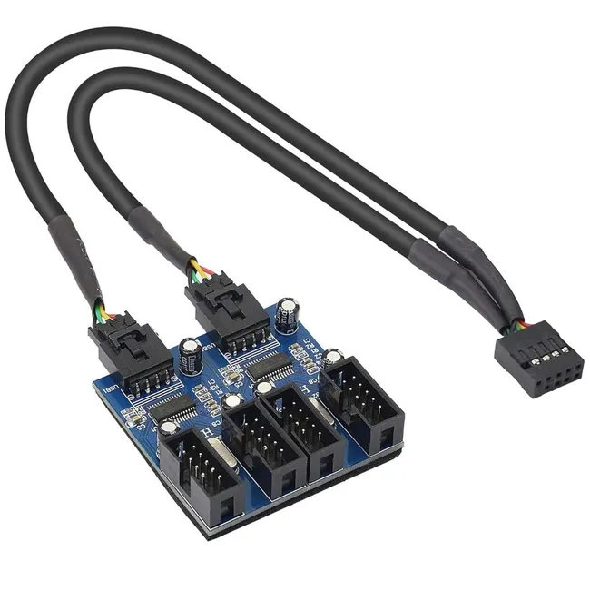 Alfais 6072 Anakart İç Usb Hub 9 Pin Header 1x4 Çoğaltıcı Port Genişletici Panel Rgb Dişi